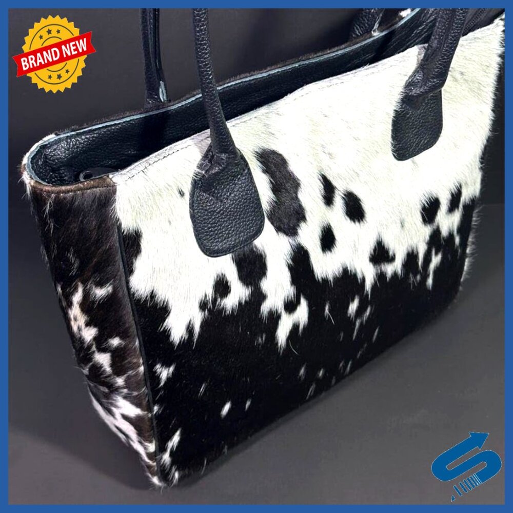 Genuine Cowhide Leather Tote Bag, Spacious Shoulder Bag for Laptop & Travel - Picture 3 of 5